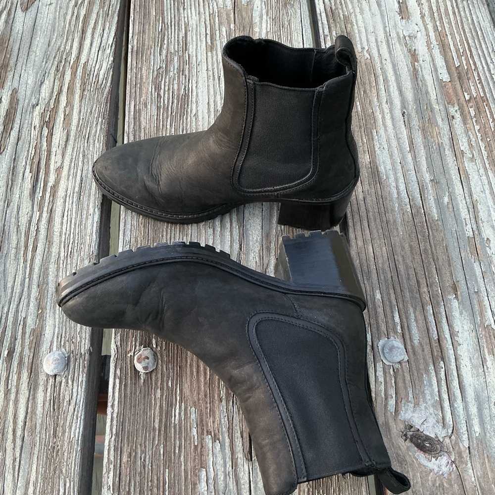 Thursday Boot Co Everyday Knockout Block Heel Boots Women Black Suede Leather